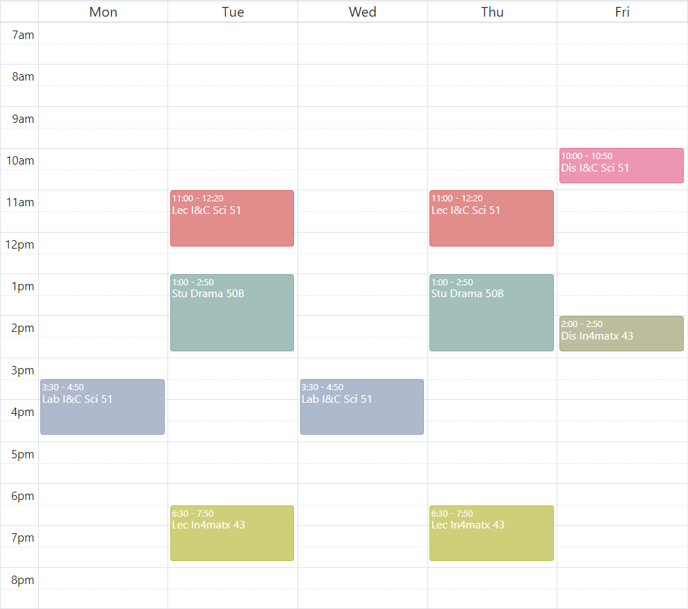 A calendar schedule